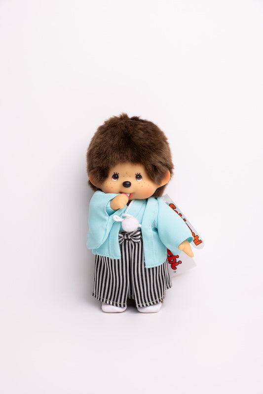 Monchhichi Doll – Traditional Hakama Outfit (Blue Haori)